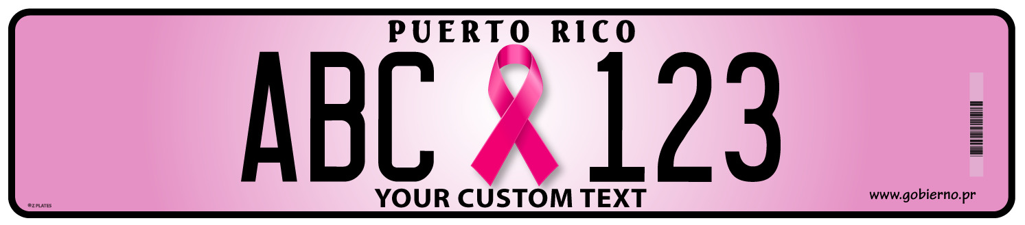 Puerto Rico Breast Cancer Awareness Custom Euro Style Plate (Center Design)