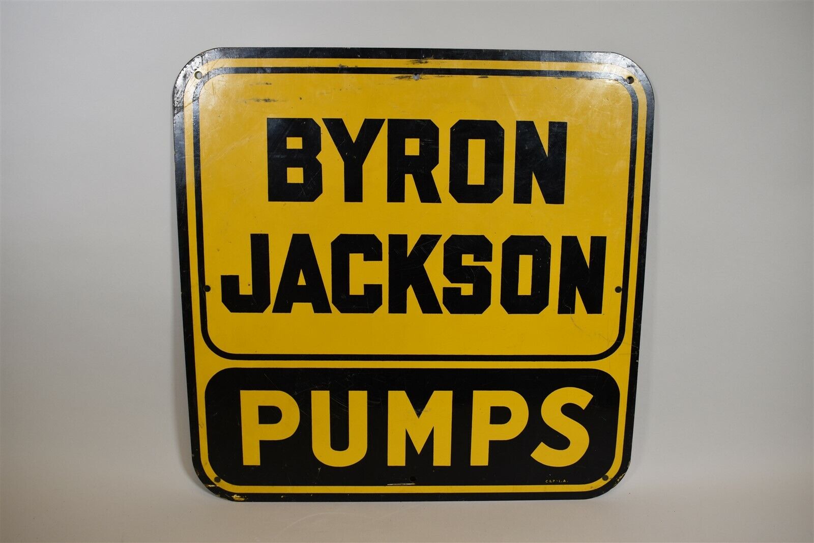 VTG Byron Jackson Pumps Oilfield Supply Metal Industrial Sign Yellow Black
