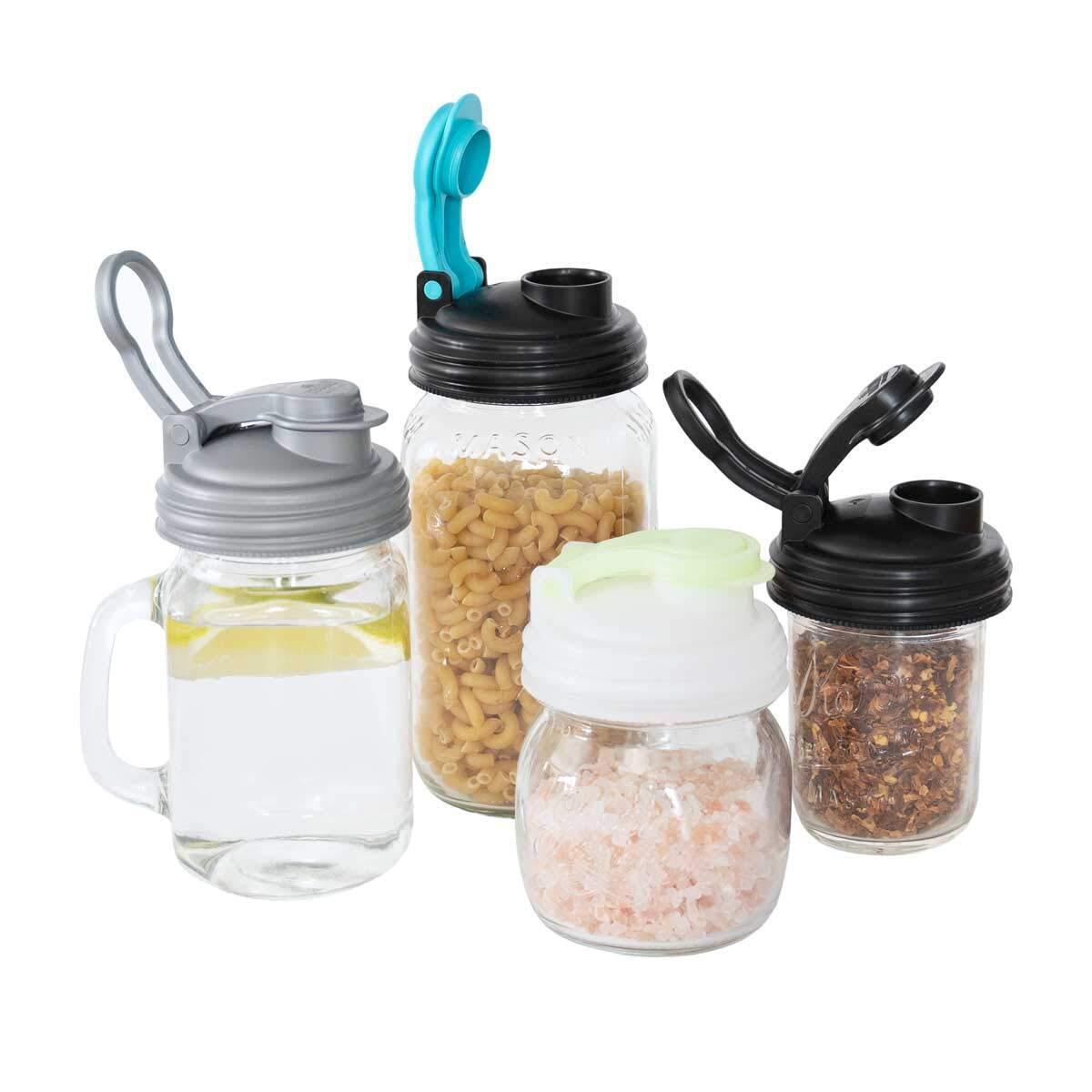 Mason Jars Pour Cap and Drinking Lid | 4 Pack | Regular Mouth | BPA-Free | Am...