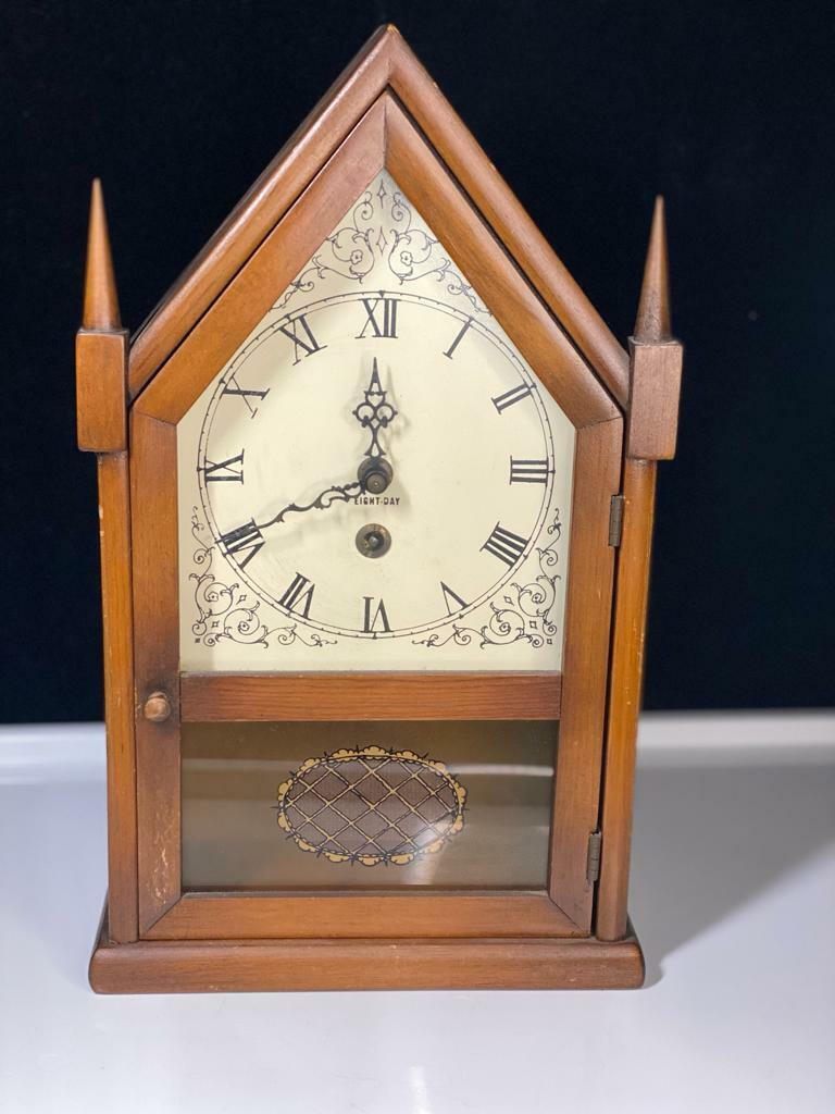Vintage Pine Wood 8-Days Miniature Working Steeple Clock 