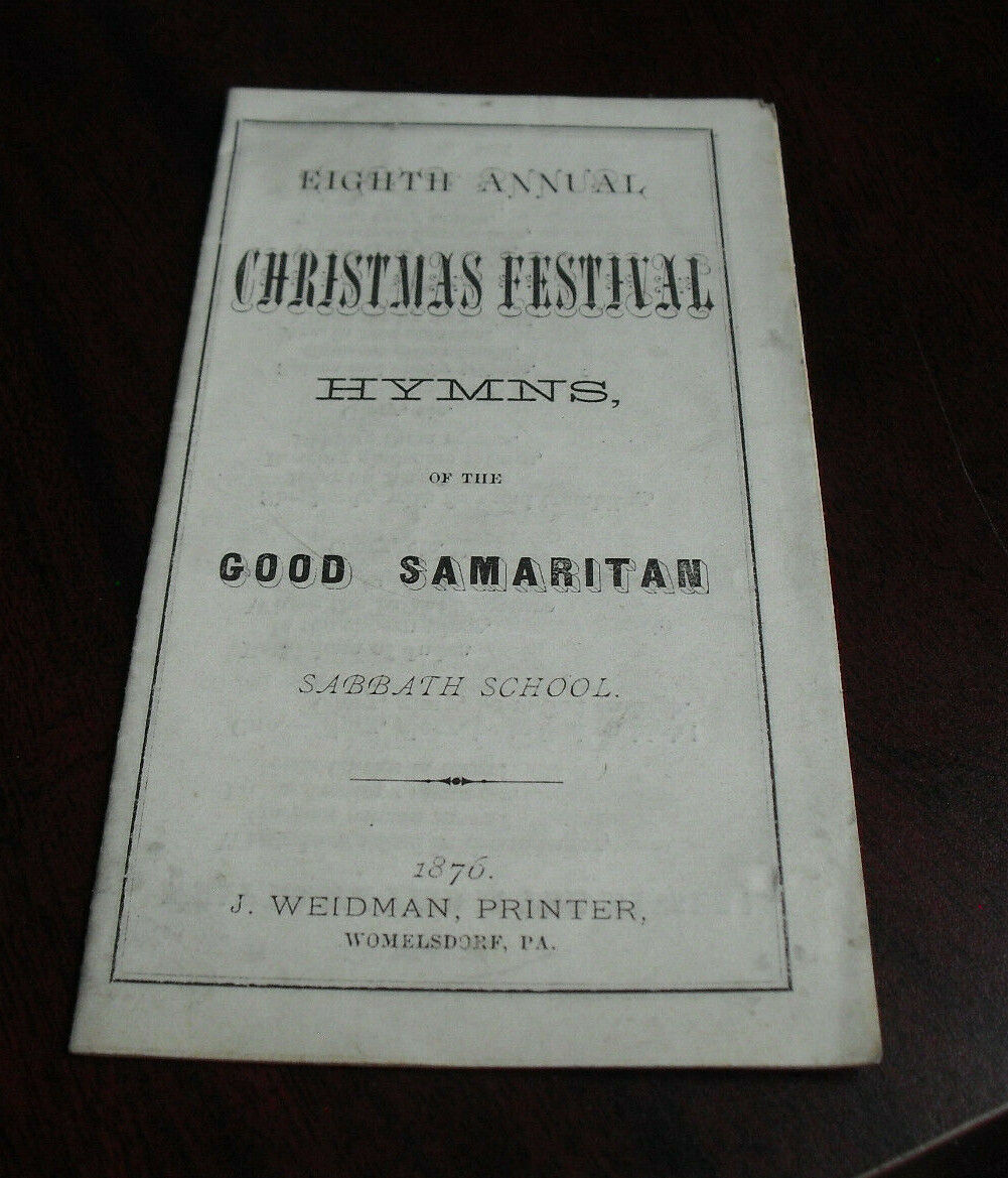 Vintage 1876 Booklet Eight Annual Christmas Festival Hymns Good Samaritan School