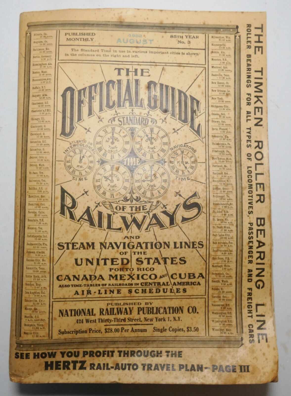 The Official Guide of the Railways and Steam Navigation Lines of the US Aug 1952