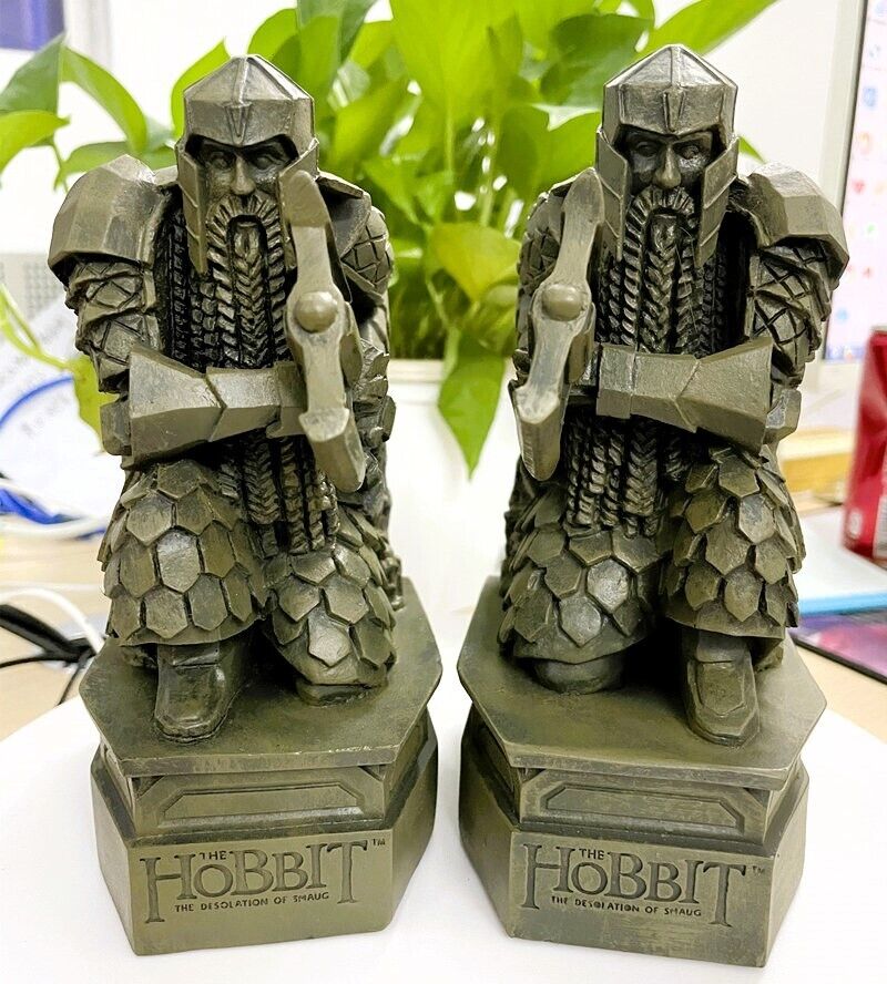 Lord of The Rings Hobbit Smaug Mountain Dwarf Statue 2PCS Hobbit Bookends Crafts