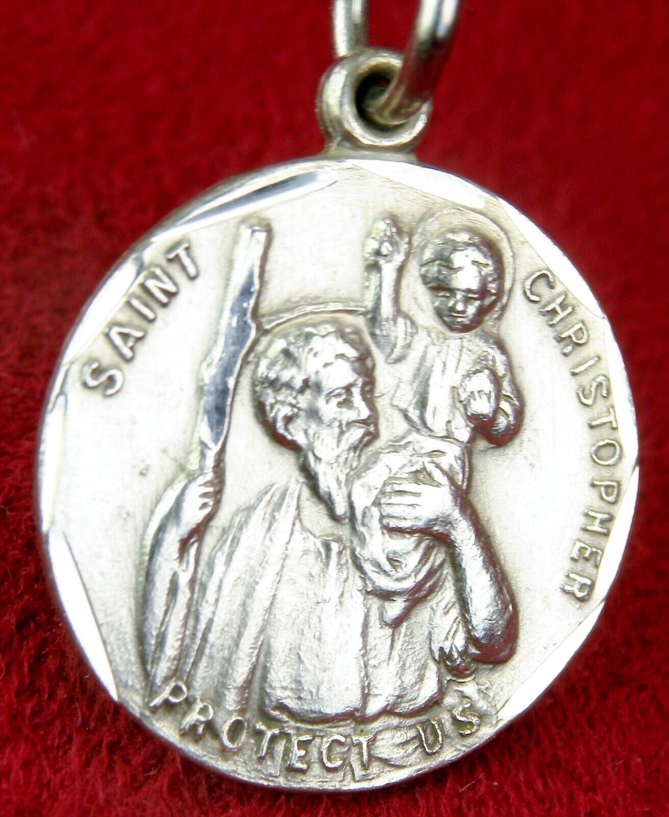 WWII Catholic US ARMY Chaplain's Sterling dog tag Chain St. Christopher Medal