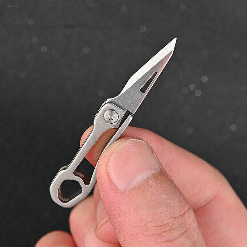 Titanium Mini Knife keychain Folding Knife Letter Opener Tool Outdoor Pocket EDC