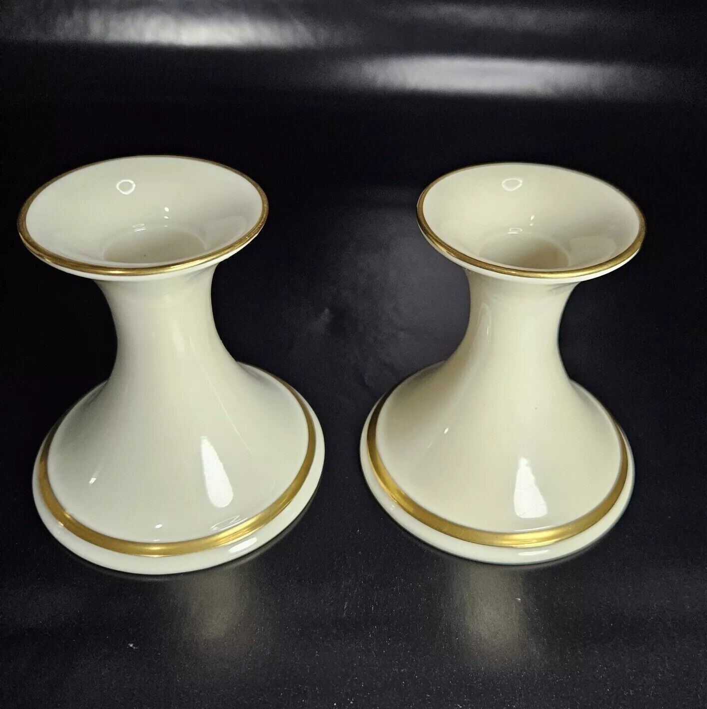 Lenox Eternal Candlestick Holder Ivory w Gold Trim Porcelain USA 4\