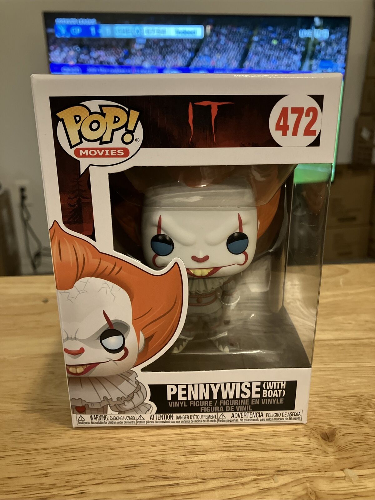FUNKO POP HORROR STEPHEN KING IT PENNYWISE WITH BOAT 472 CLOWN FIGURE 20176
