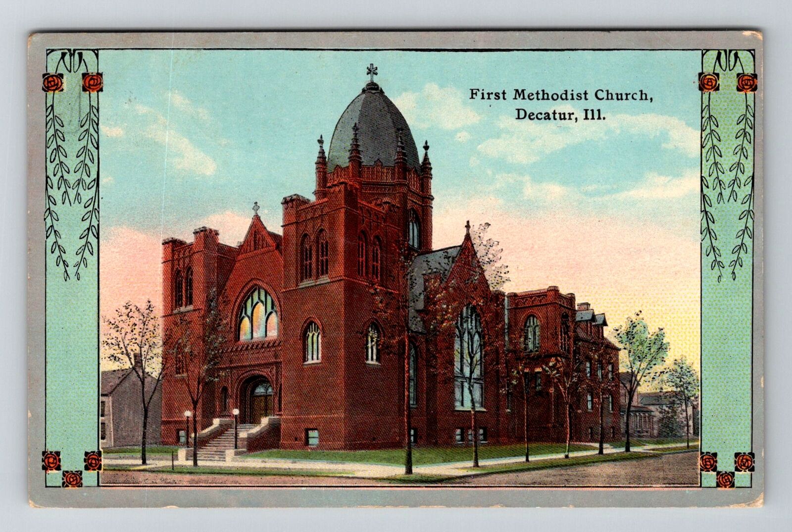 Decatur, IL-Illinois, First Methodist Church Antique c1912, Vintage Postcard