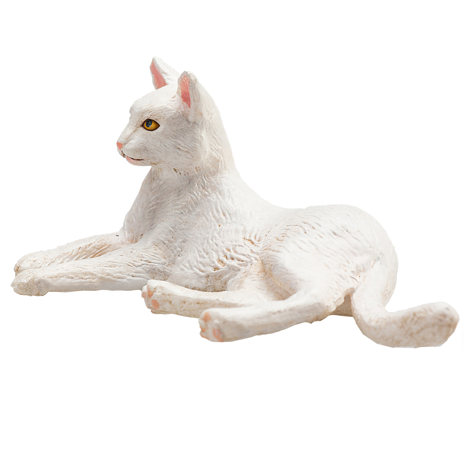 Mojo CAT LYING WHITE cute pet farm model toys plastic figures animals feline