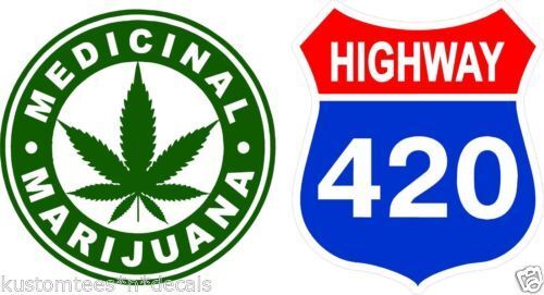 2 Marijuana Cannabis Weed Pot 420 Leaf Sticker Vinyl Decals 4