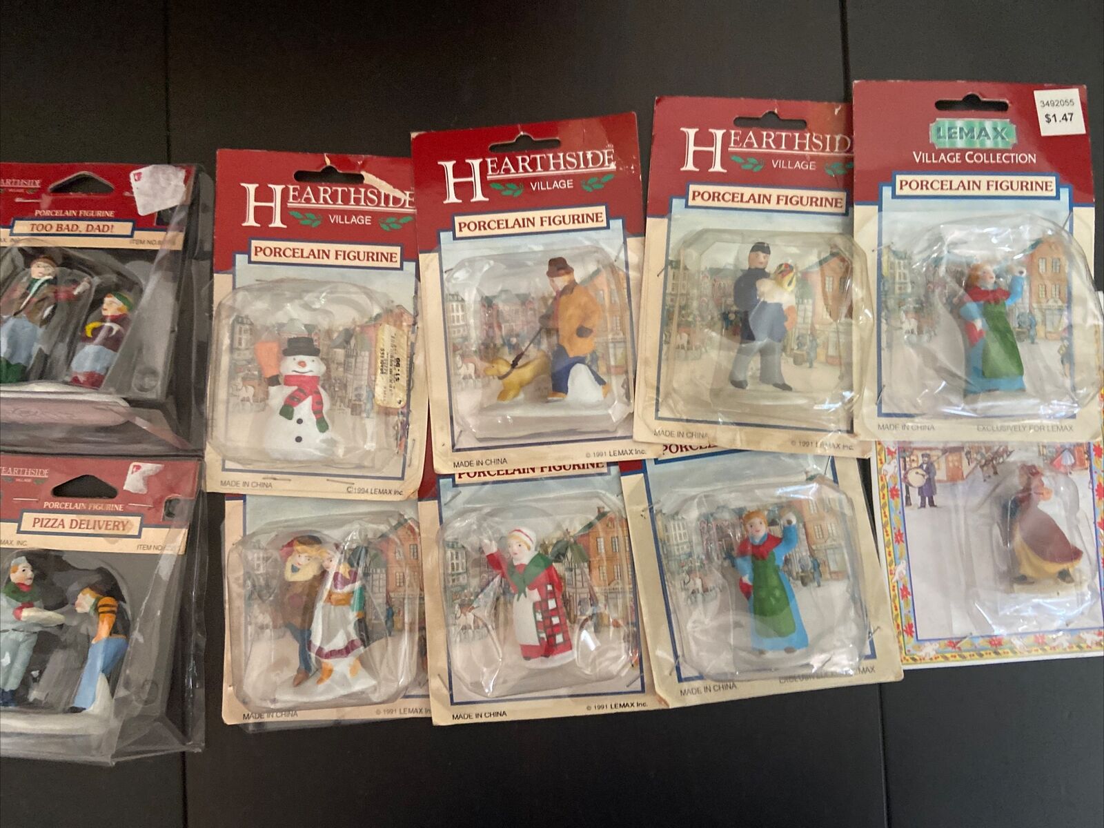 Lot of 10 Lemax Hearthside Village Figurines 1990’s Dept 56 type Noma Christmas
