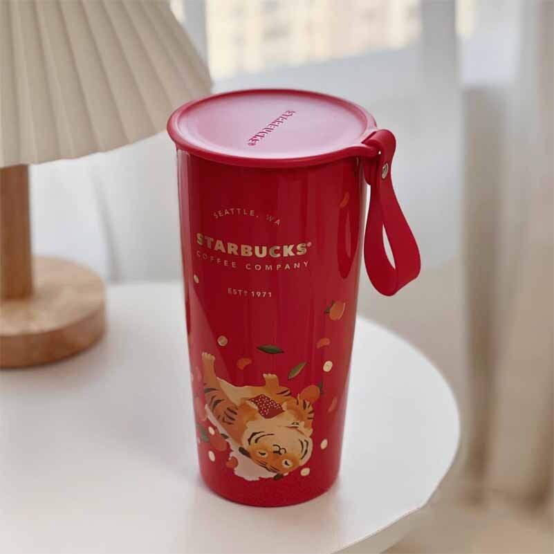 New Starbucks China 2022 Year Of The Tiger Red Cute Tiger 16oz SS Tumbler Cup！