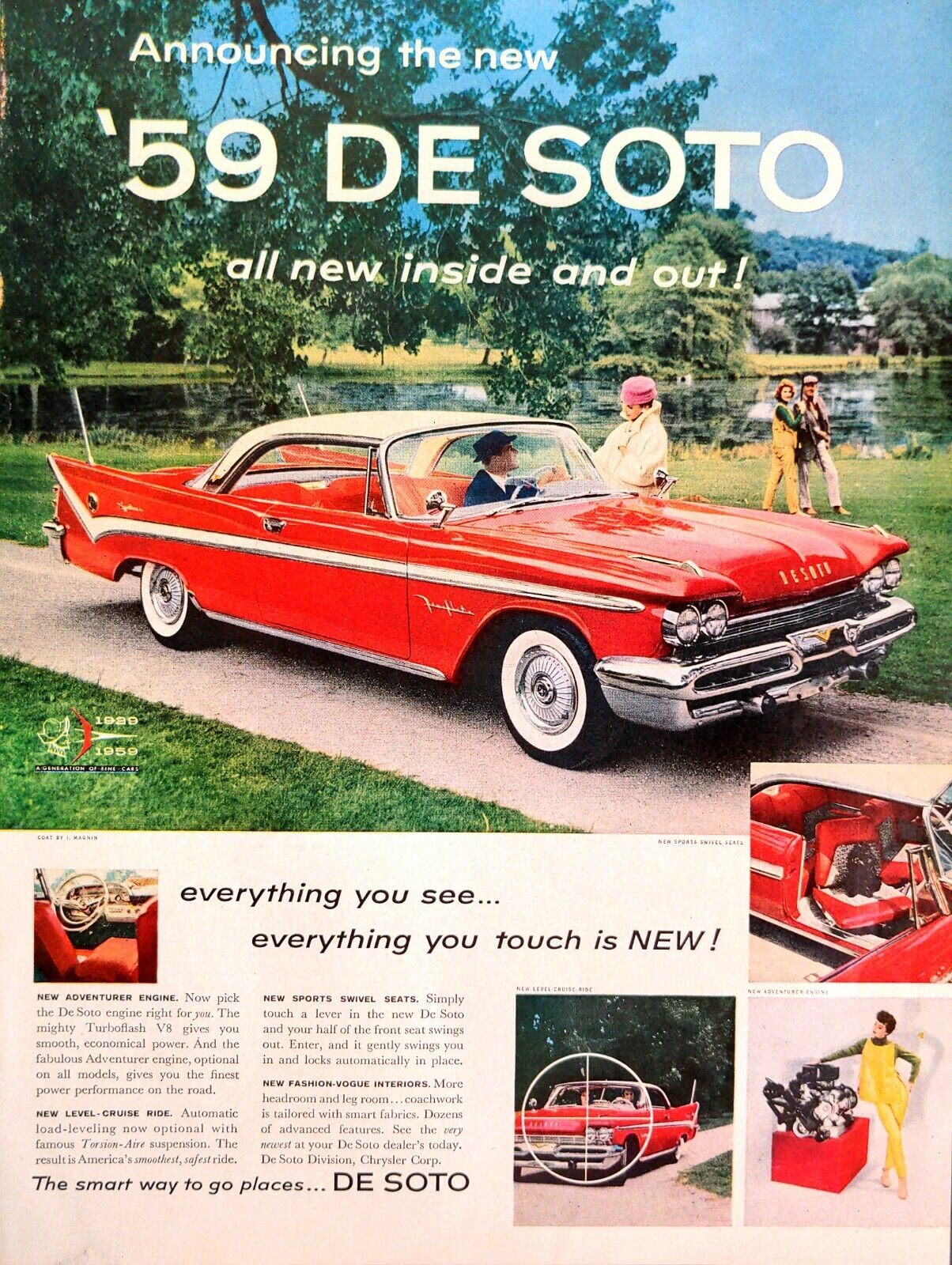 1958 De Soto Chrysler V8 Engine Cruise Sports Fashion Vogue Advanced Print Ad