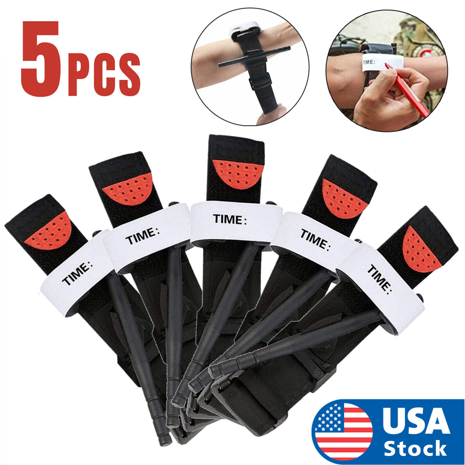5 pcs Tourniquet Rapid One Hand Application Emergency Outdoor First Aid Kit