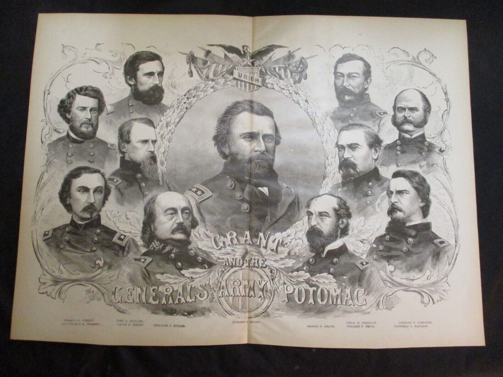 1884 Civil War Print- Grant And The Generals of the Army Of The Potomac - NICE 