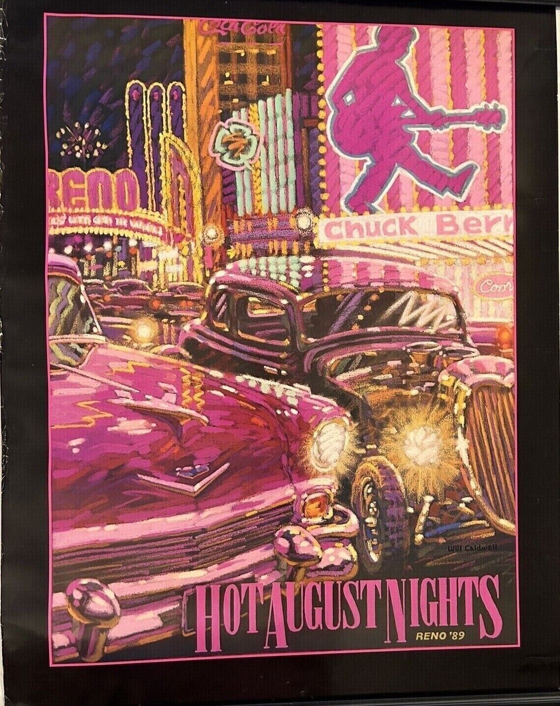 Hot August Nights Official Poster 1989 Reno Car Show 24x32 VTG 80s Chuck Berry