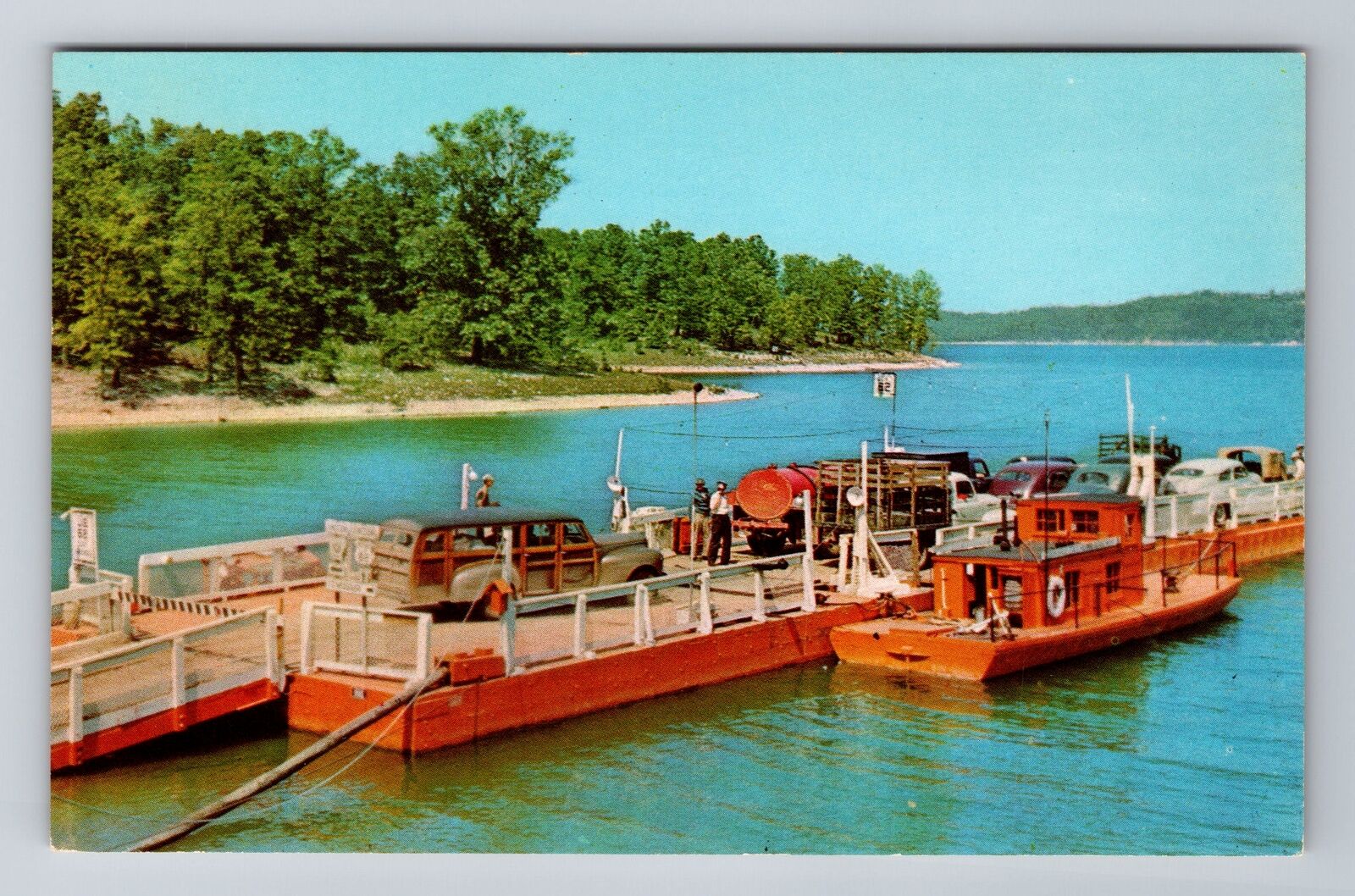 Ozark AR-Arkansas, US Highway And Ferry, Antique, Vintage Souvenir Postcard