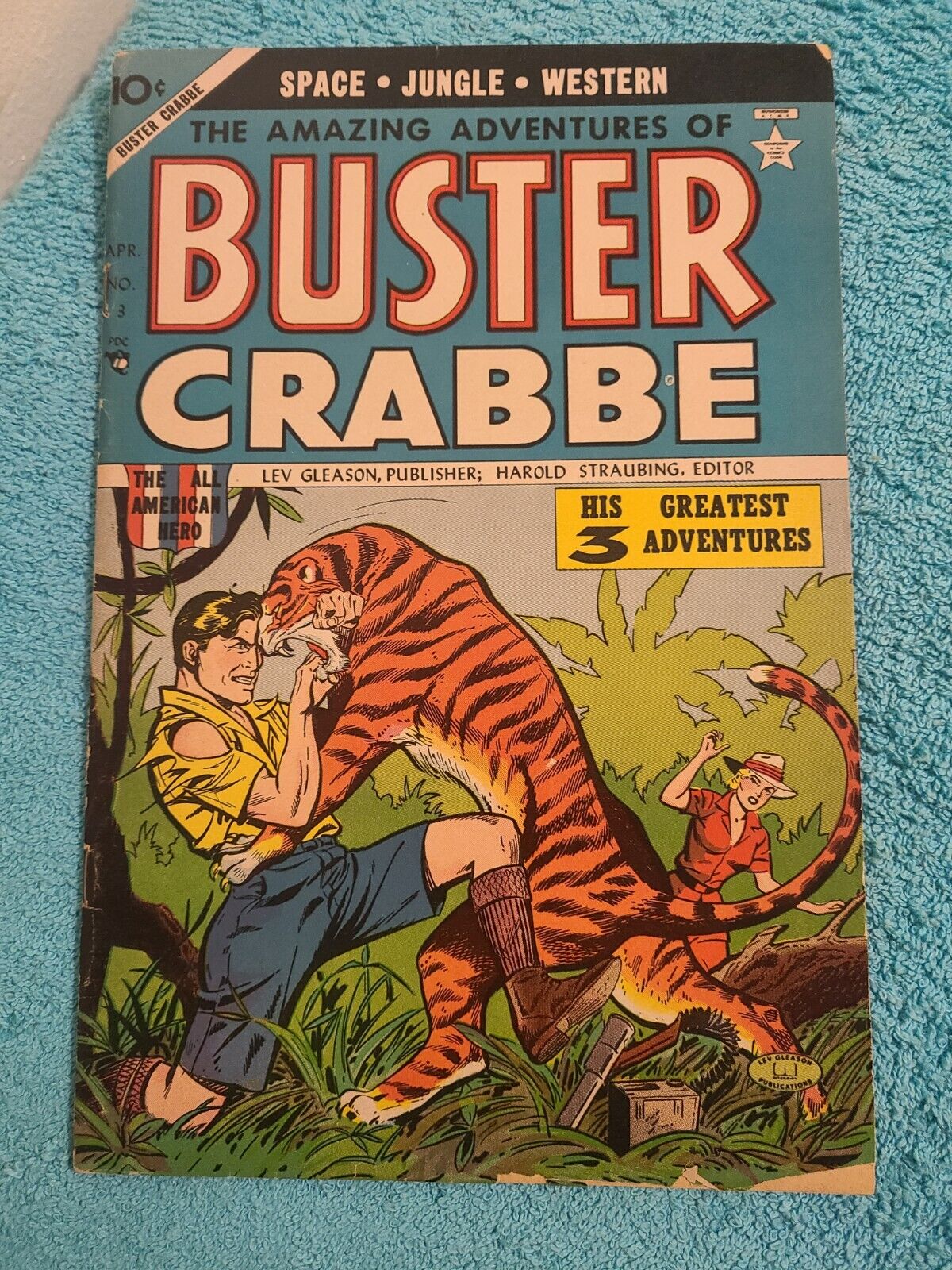Buster Crabbe #3 1954-Lev Gleason-Tiger fight 
