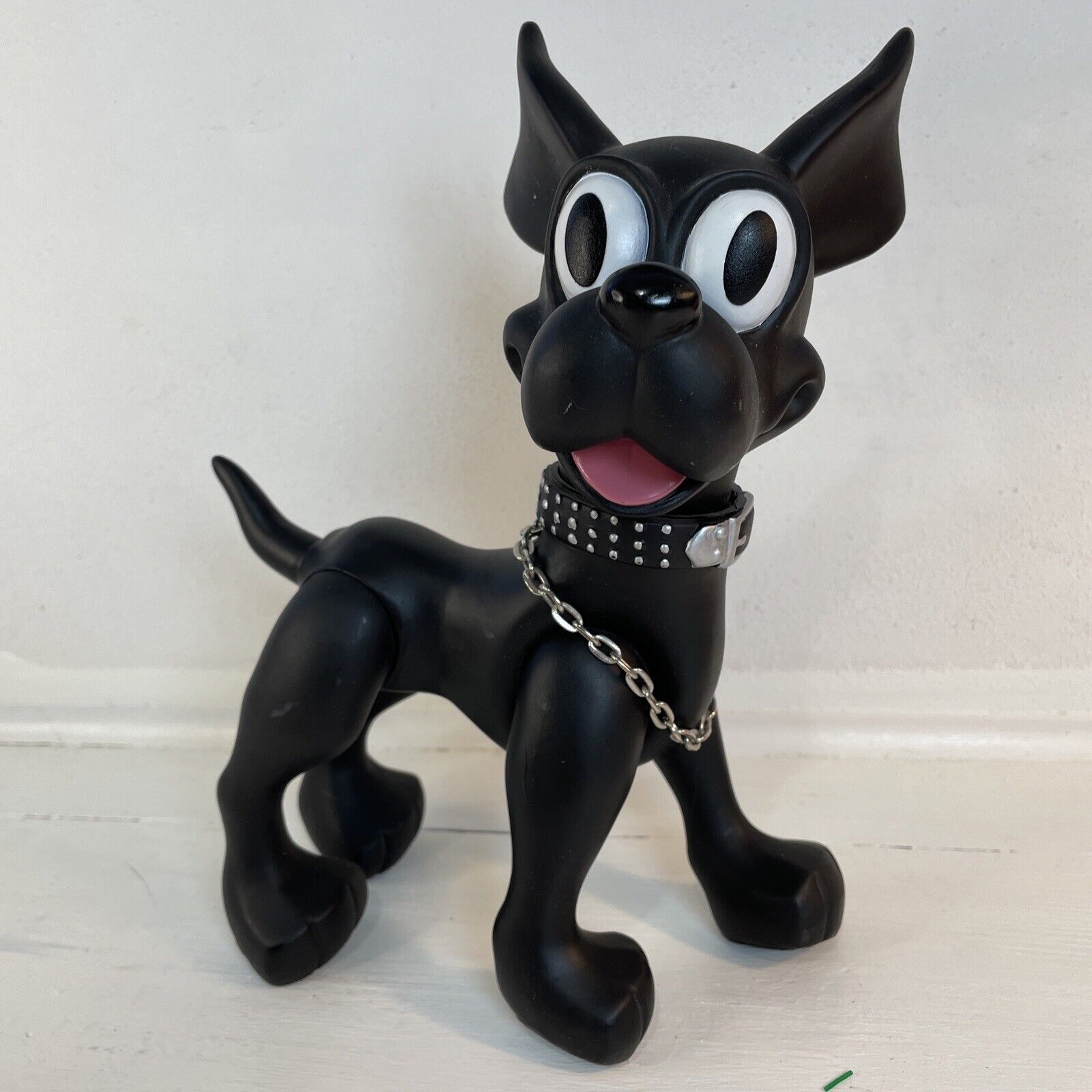 Black Toy Dog 9” Hard Plastic Unmarked Articulated