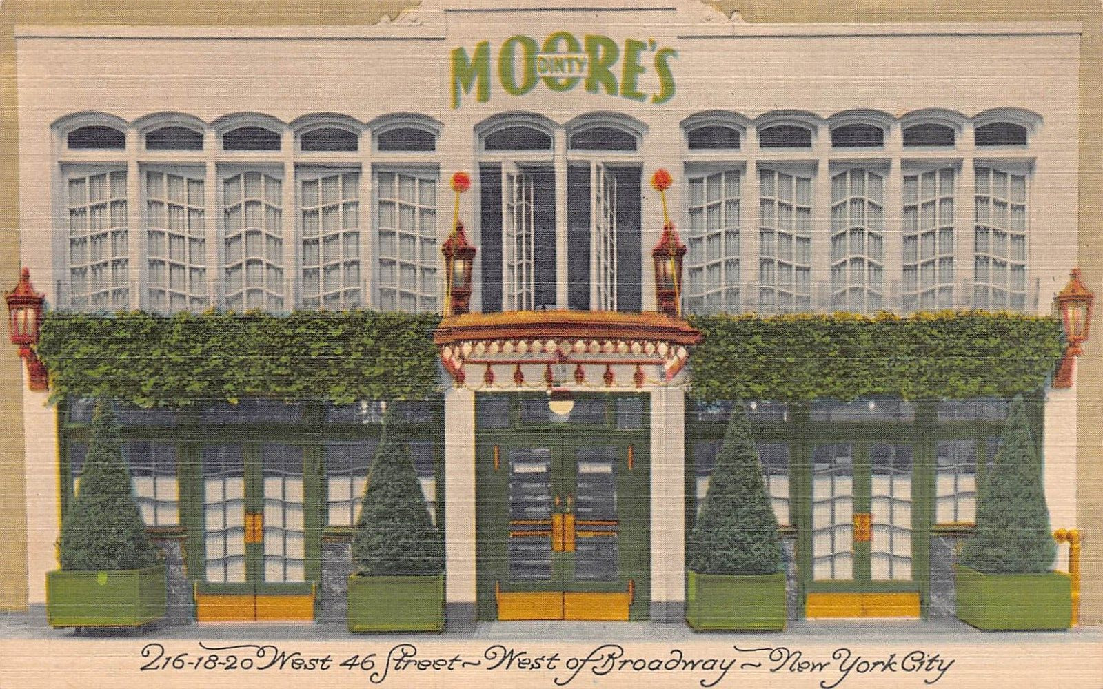 Dinty Moore's Steak House, Manhattan, New York City, Early Postcard, Unused