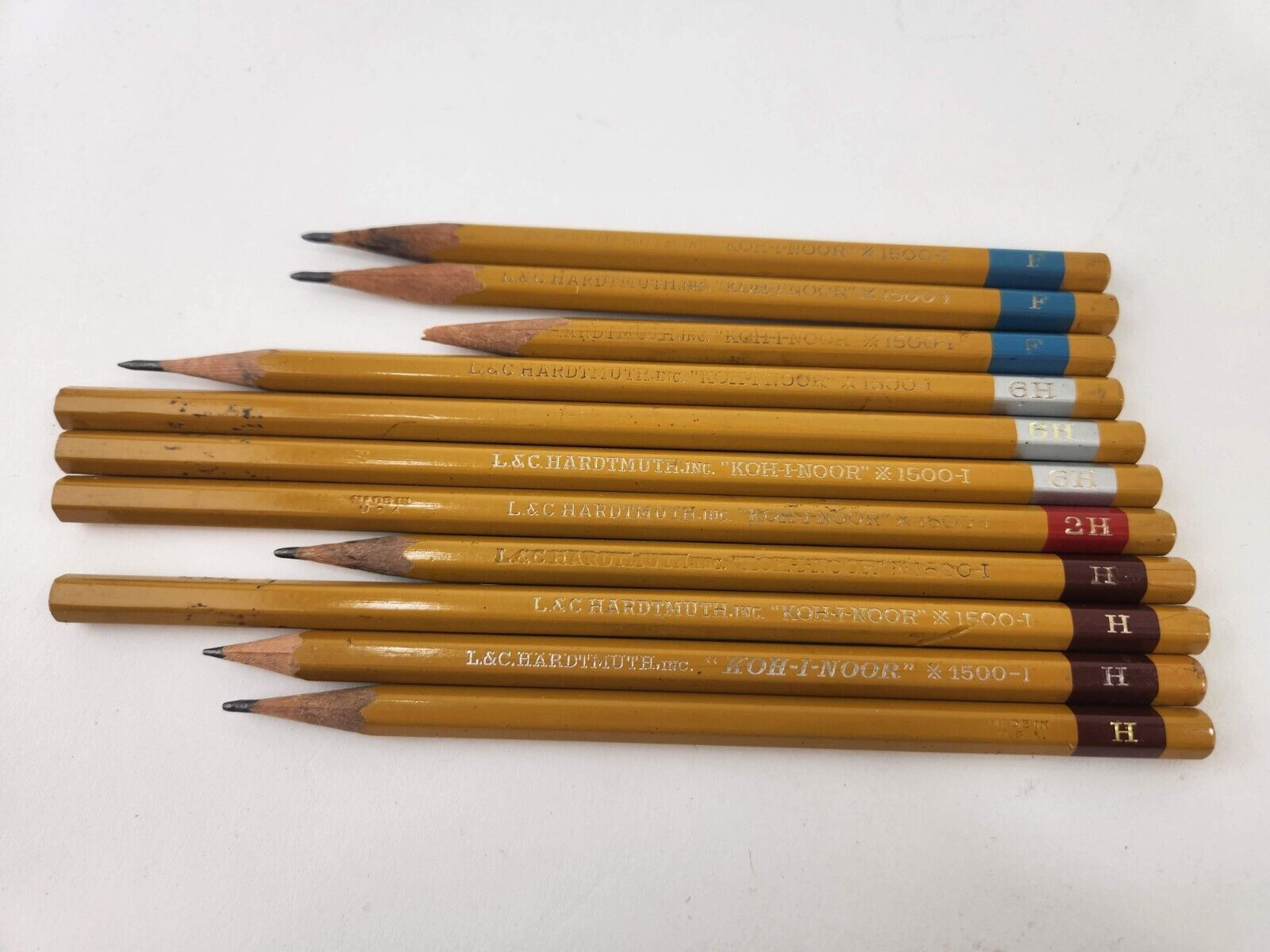 11 KOH-I-NOOR L&C Hardtmuth Vintage Drawing Pencils F 2H 6H H 1500-I Made of USA