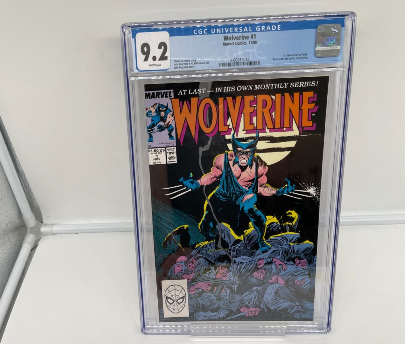Wolverine #1 CGC 9.2 1st Appearance of Wolverine as Patch Marvel 1988