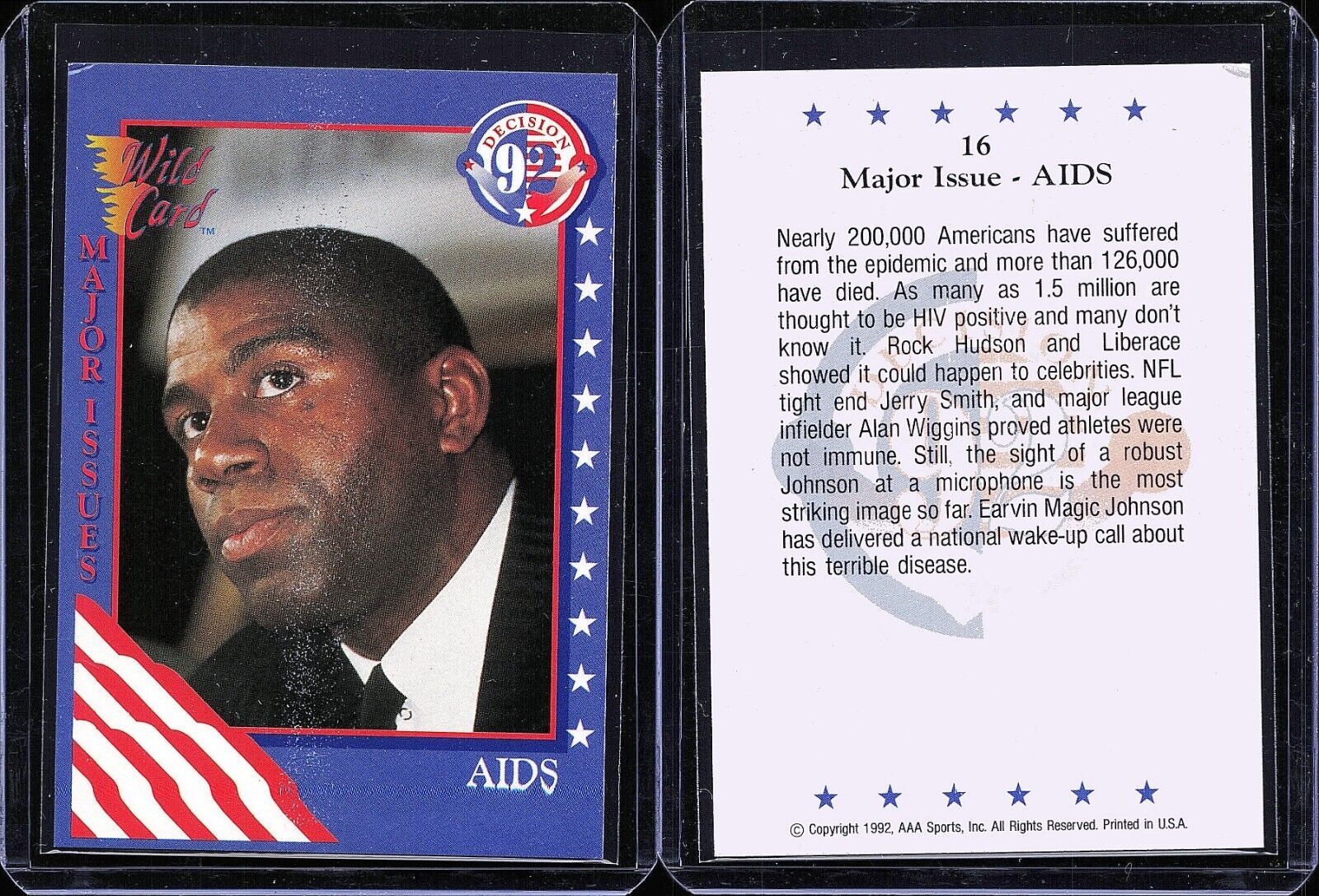 1992 Wild Card Decision '92 Magic Johnson AIDS #16 HOF