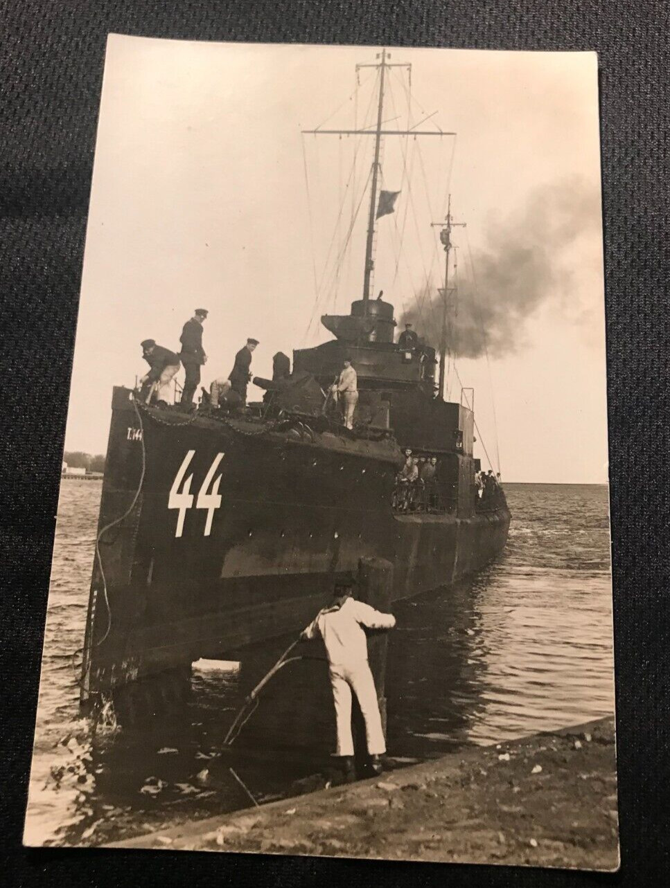 U S Navy Sailors Ship Real Photo Postcard RPPC, c. WW I era