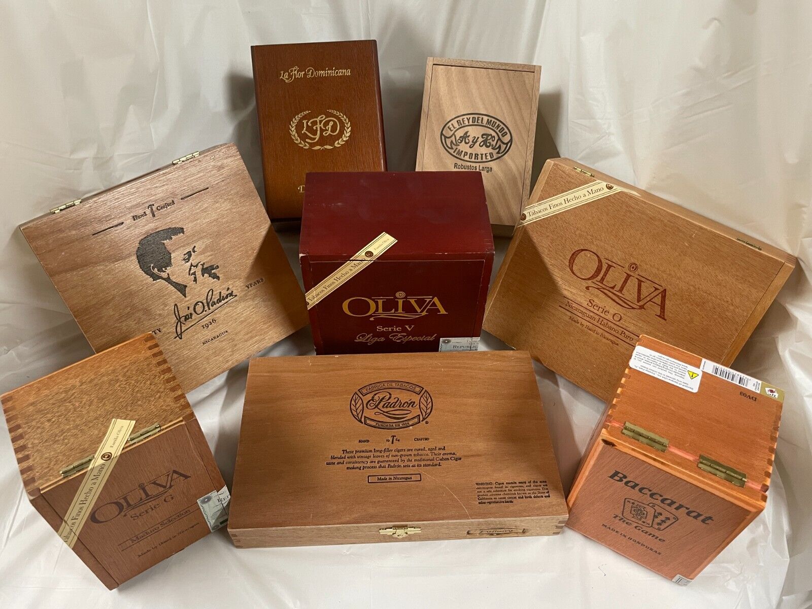 Cigar Boxes - Lot of 8 Quality All Wooden for arts crafts storage guitars gifts