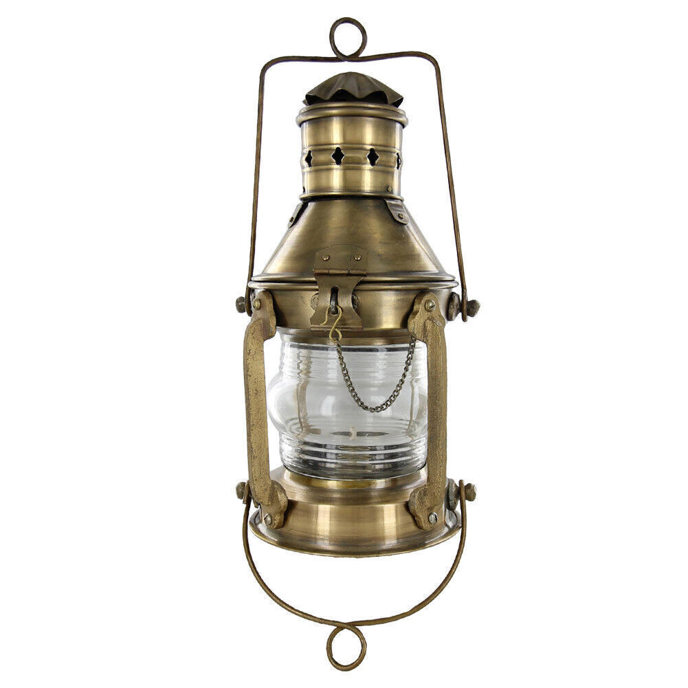 Nautical Merchant Vessel Antique Brass Anchor Signaling Lantern