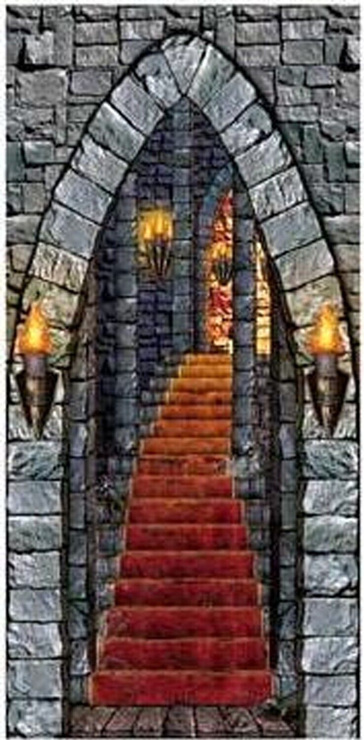 Gothic CASTLE ENTRANCE DOOR COVER Medieval Party Wall Poster Mural Decoration