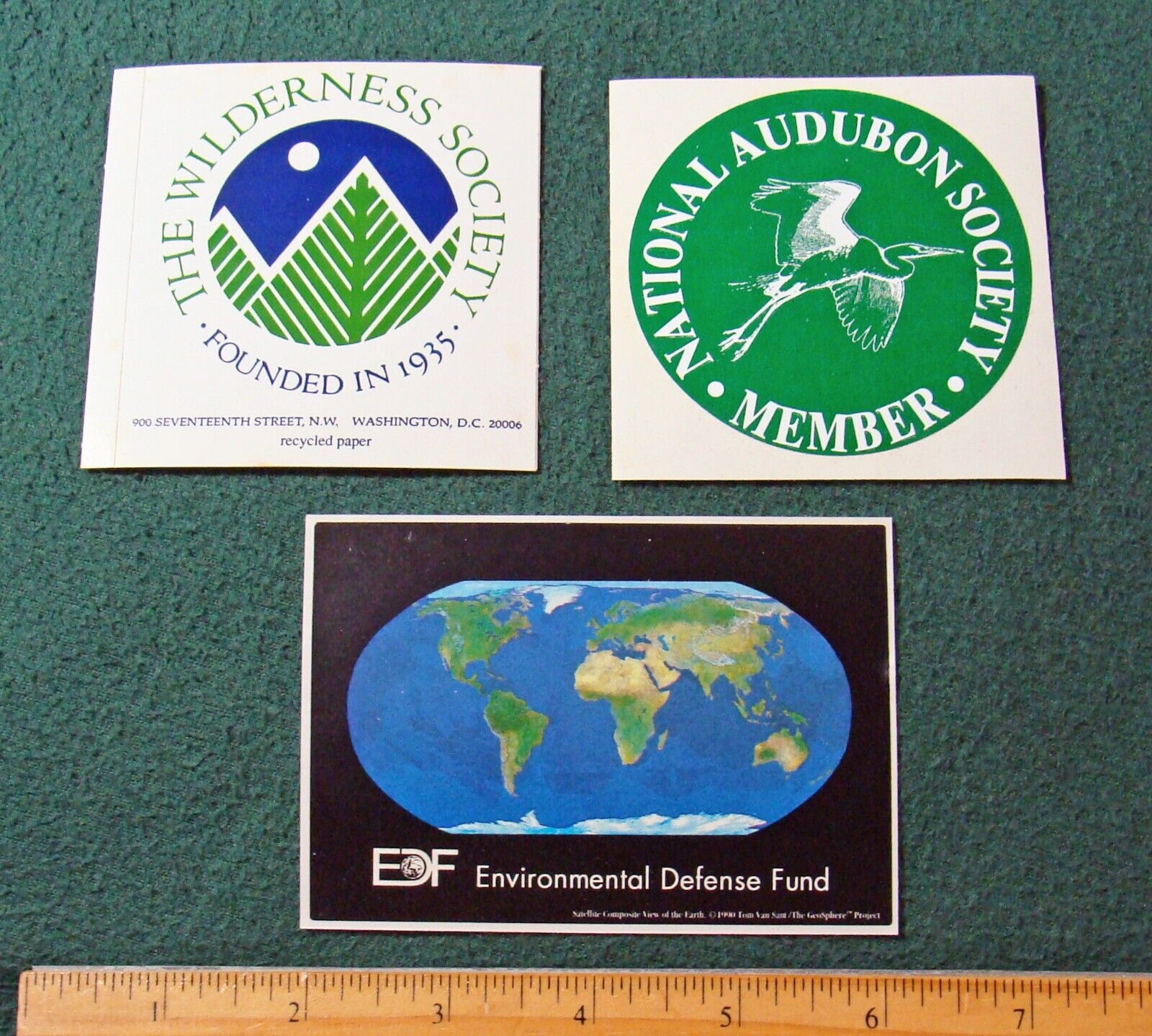 Lot of 3 Stickers National Audubon Wilderness Society Environmental Defense Fund