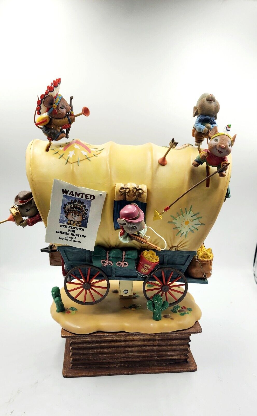 Vintage 1992 Enesco Waggin Tails Cowboys & Indians Deluxe Multi-Action Musical 