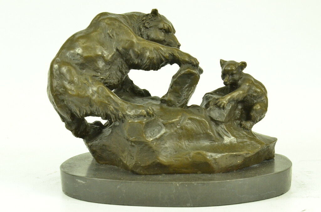 Bronze Sculpture Museum Quality Classic Wildlife Artwork Bear Family Cub DEAL