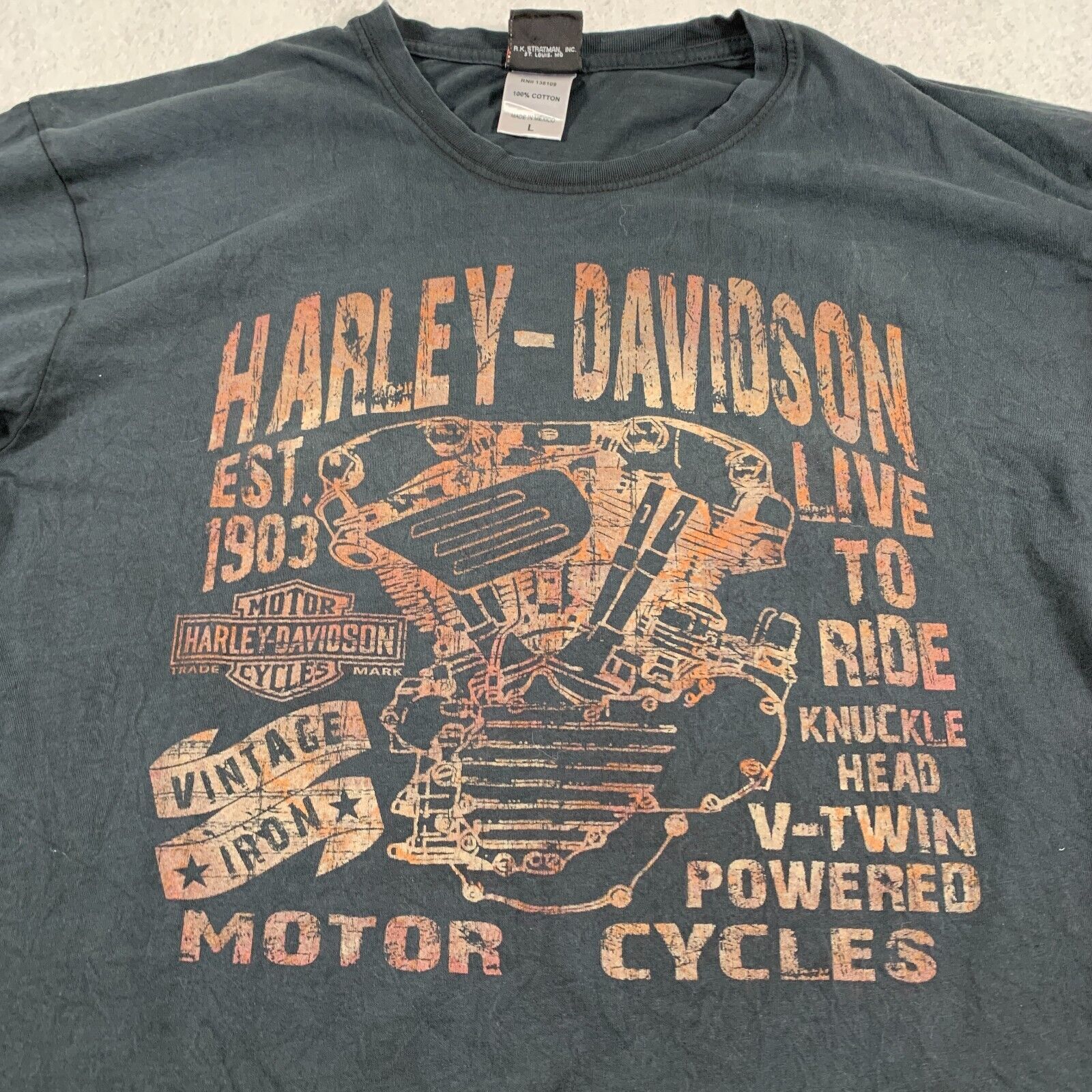 Harley Davidson Shirt Adult Large Black South Dakota Hill City