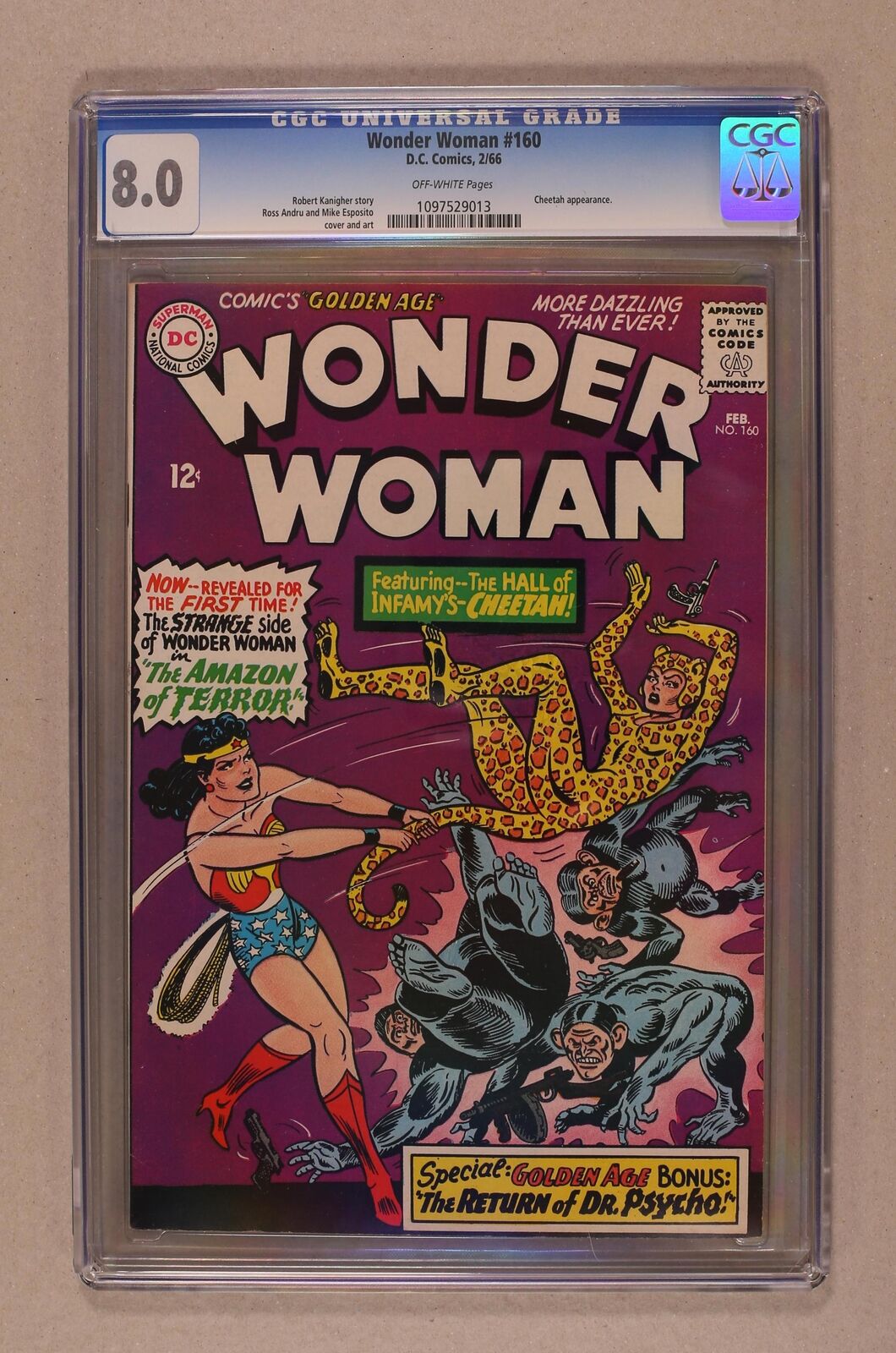 Wonder Woman #160 CGC 8.0 1966 1097529013 1st SA app. Cheetah