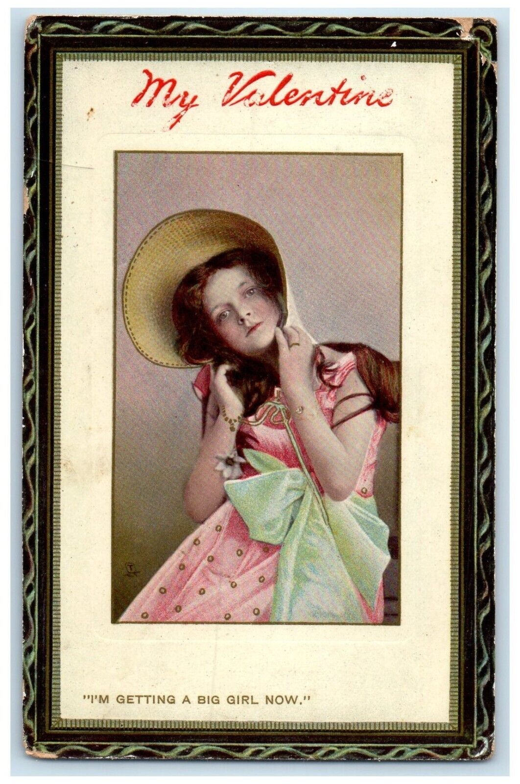c1910\'s Valentine I\'m Getting A Big Girl Now Oil City PA Tuck\'s Antique Postcard