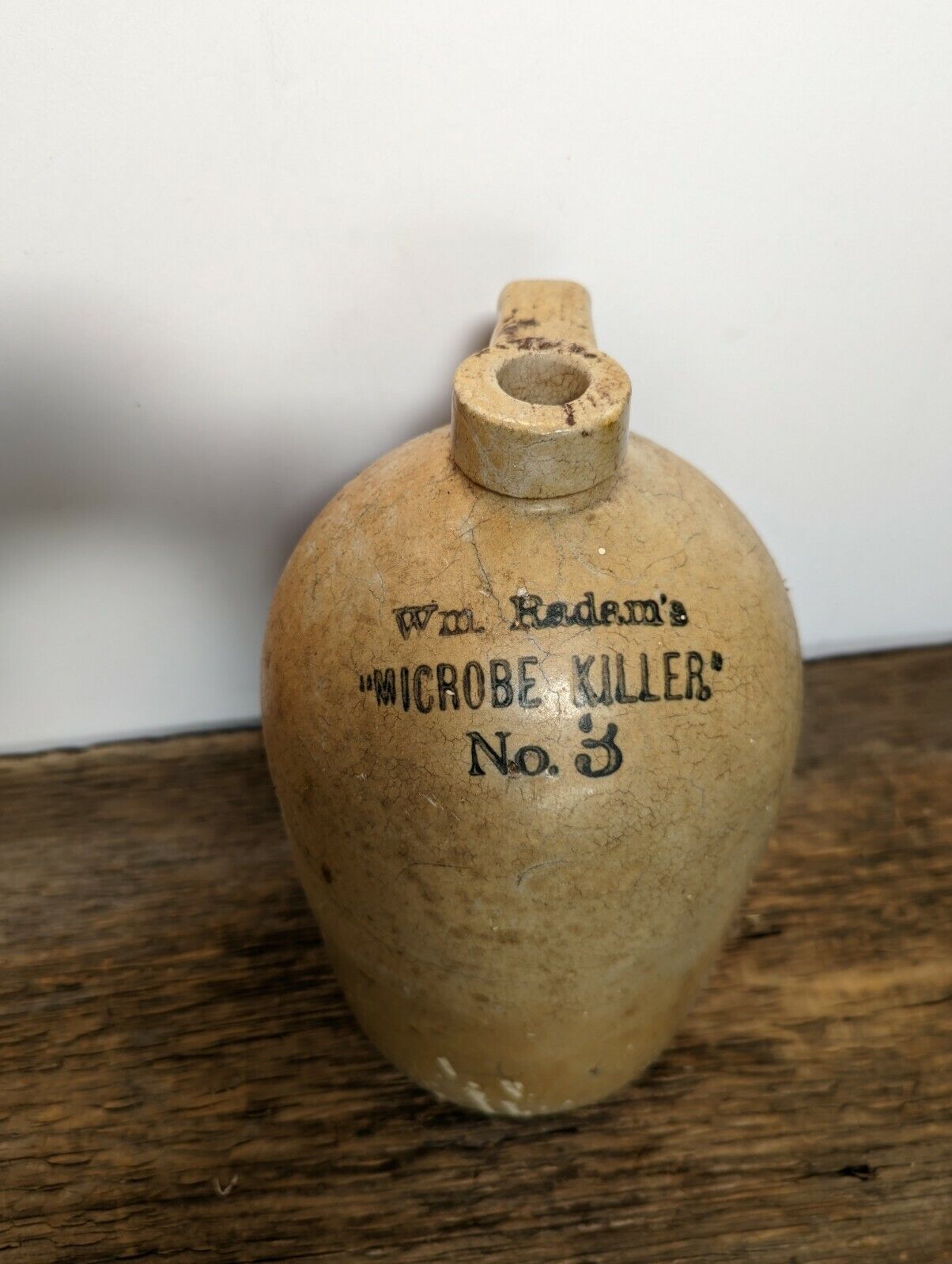 RAREST 1886 Wm. Radam\'s Microbe Killer No. 3 Stoneware Jug ONLY ONE OBTAINABLE