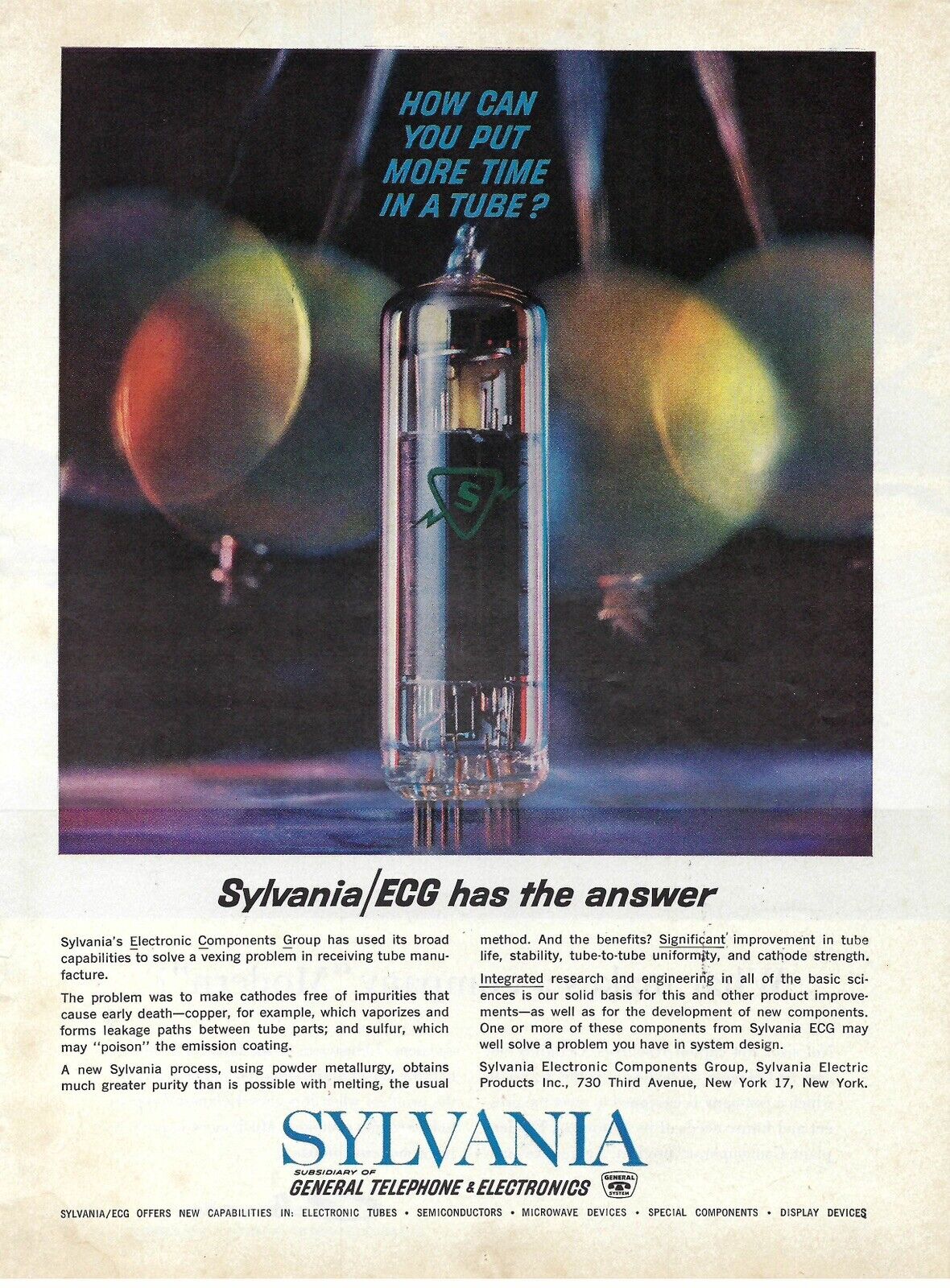 1963 Sylvania ECG Answer General Telephone & Electronics Vintage Print Ad/Poster