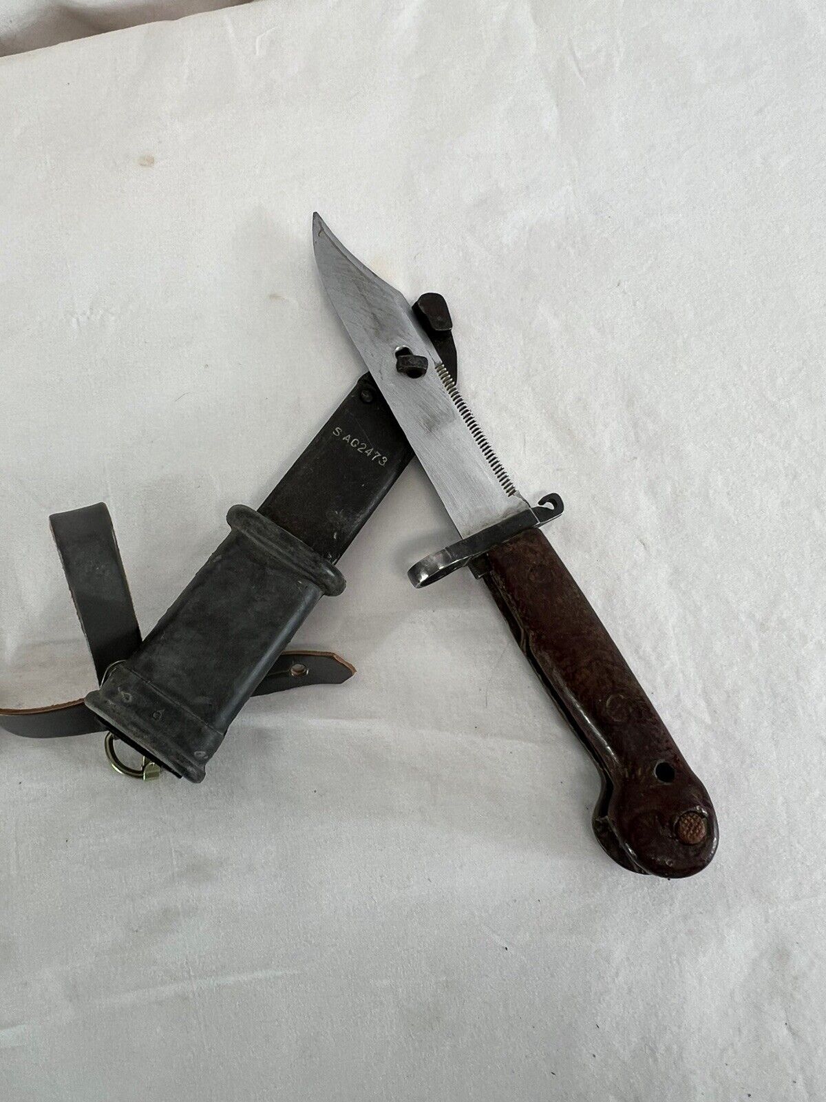 Vintage USSR Soviet Fighting Knife / Bayonet & Scabbard Complete