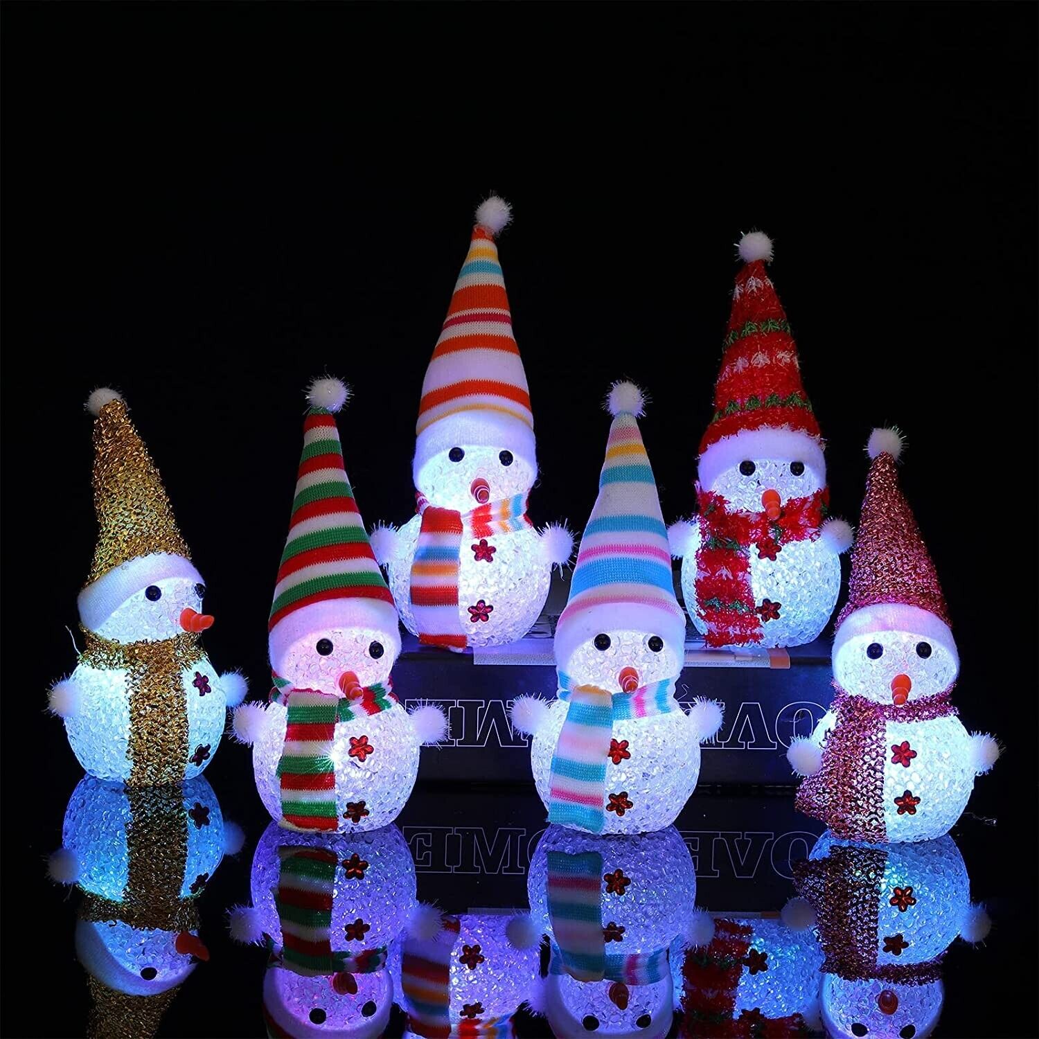 Snowman Light Up Christmas Ornaments LED Snowman Light Holiday Decor , 8 Pack
