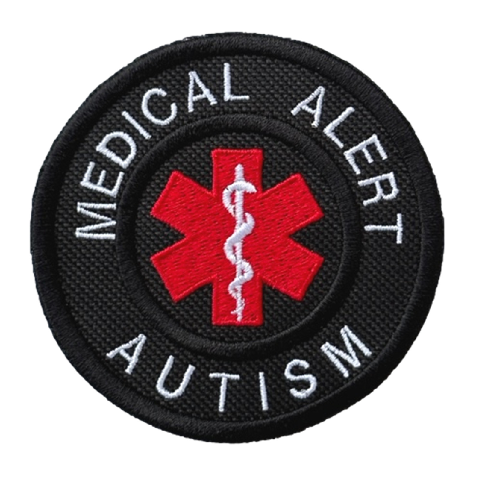 Medical Alert Black - Autism Embroidered Patch Badge (A)