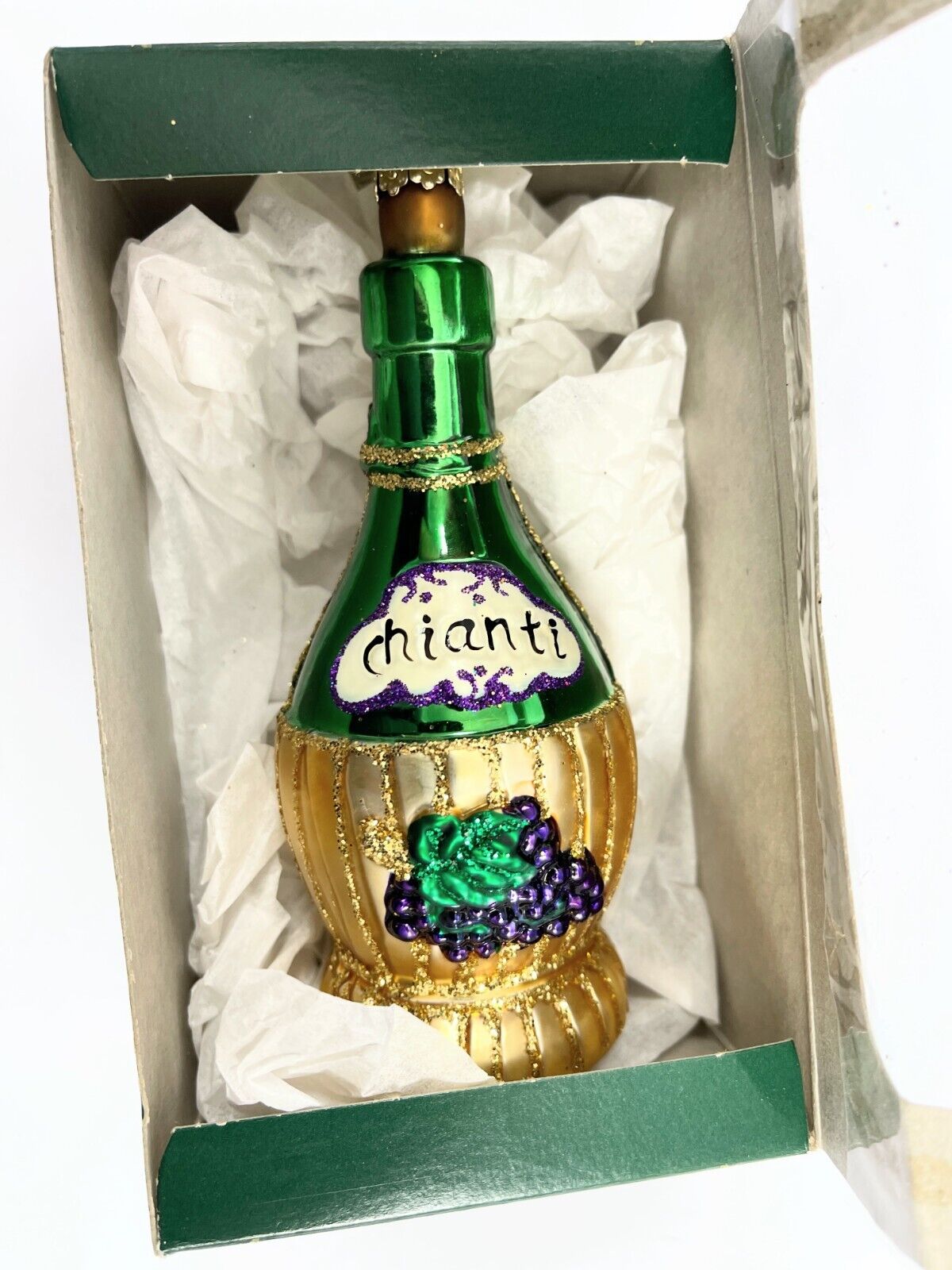 Merck Family Old World Christmas Glass Ornament Salute Chianti Bottle Wine