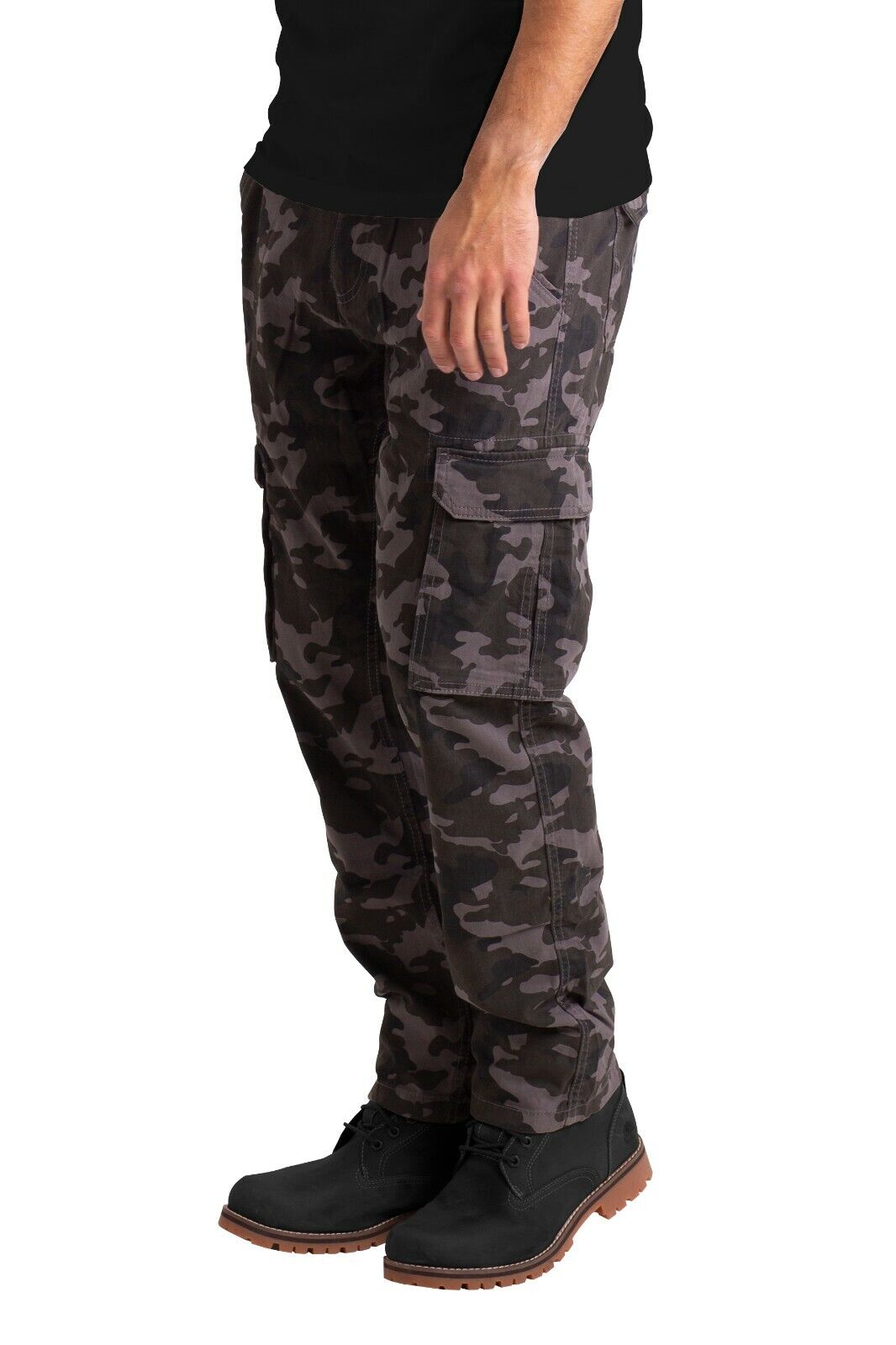 Men\'s Camo Cargo Regular Fit Stretch Multi Pocket Long Pants