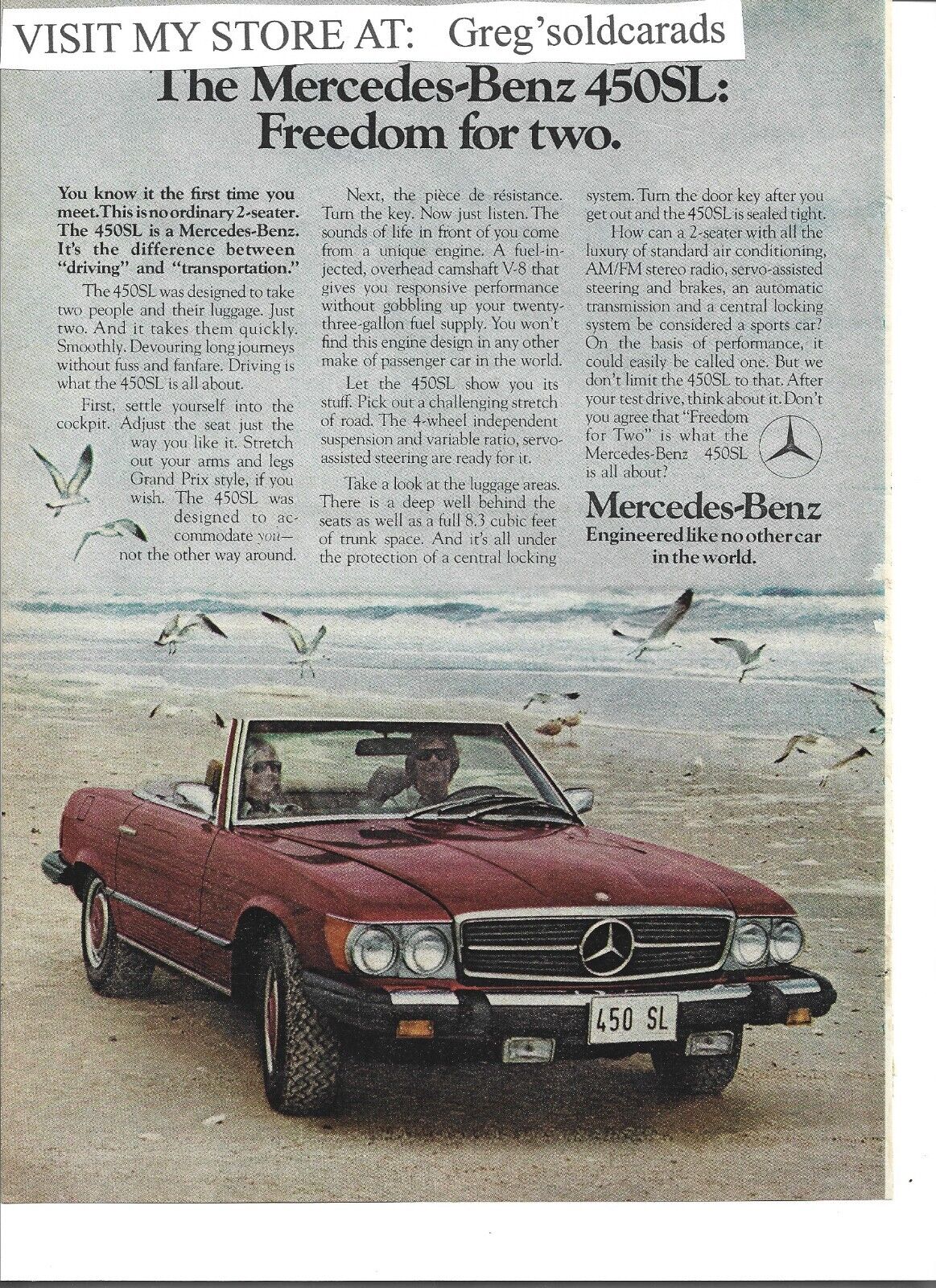 Original 1976 Mercedes-Benz 450SL vintage print ad:  \