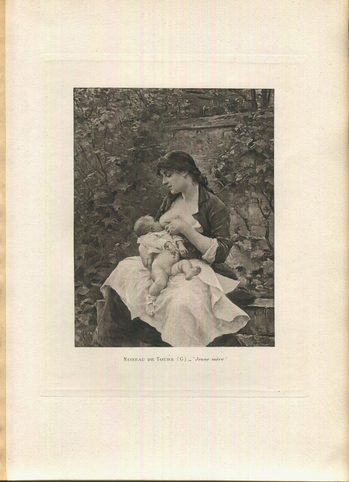 ANTIQUE VICTORIAN WOMAN MOTHER NURSING BREASTFEEDING BABY GIRL INFANT ART PRINT
