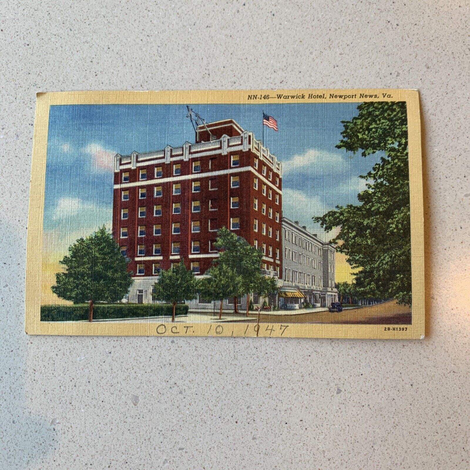 Warwick Hotel Newport News Virginia Postcard Linen VA Vintage 1947