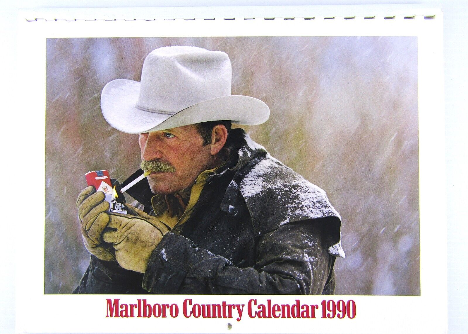 Vintage 1990 Marlboro Man Country Calendar Advertisement Tobacco