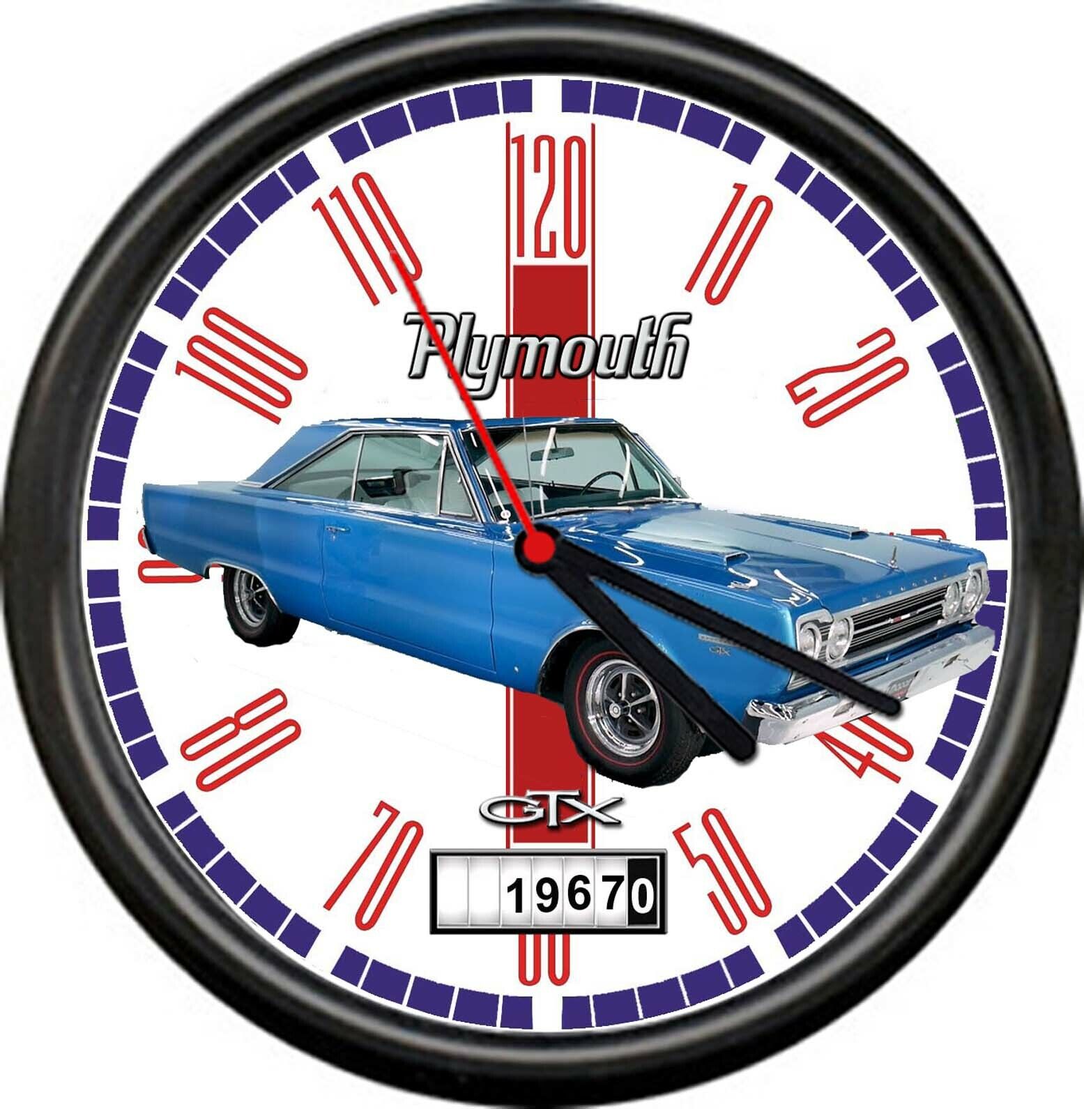 Blue 1967 Plymouth GTX Sign Wall Clock