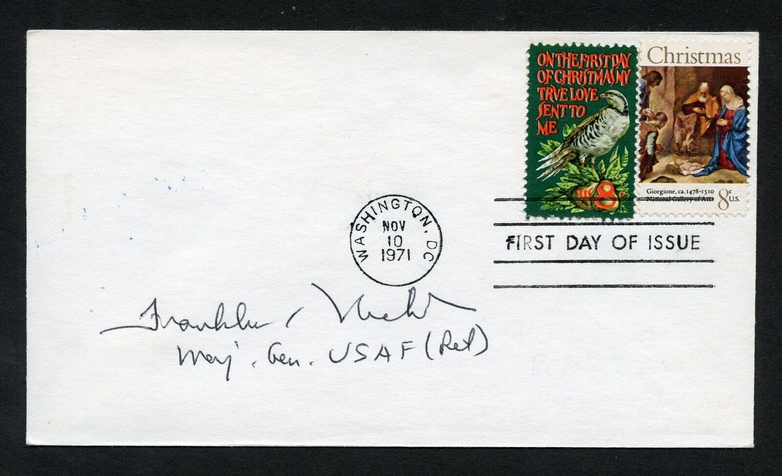 Franklin A. Nichols d2002 signed autograph auto First Day Cover WWII ACE USAF